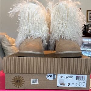UGG Women's Sheepskin Cuff Boot in Chestnut and Cream